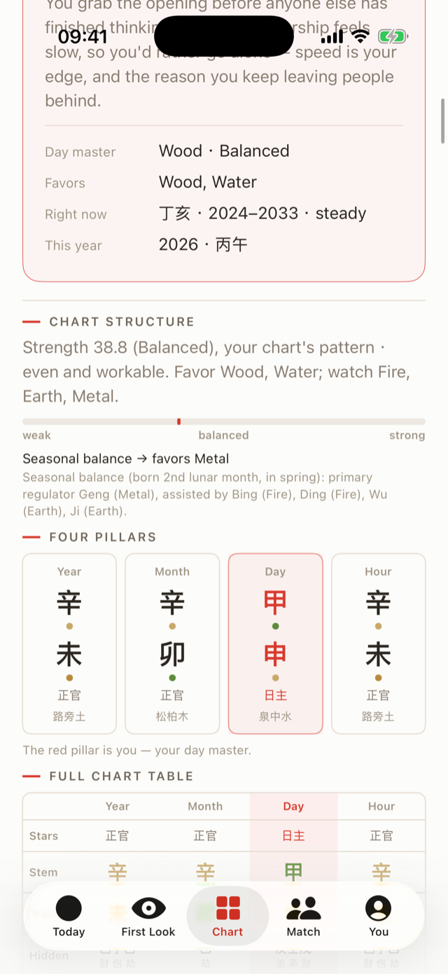 Cinnabar BaZi birth chart
